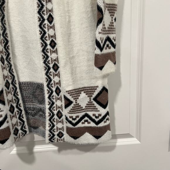 Rachel Zoe Women's Cardigan in Cream Brown Black Pattern Super Soft Size Small - Picture 6 of 7